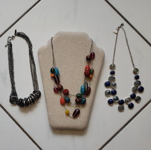 New York & Co. 💜 3 Necklaces silver‎ Beads Boho